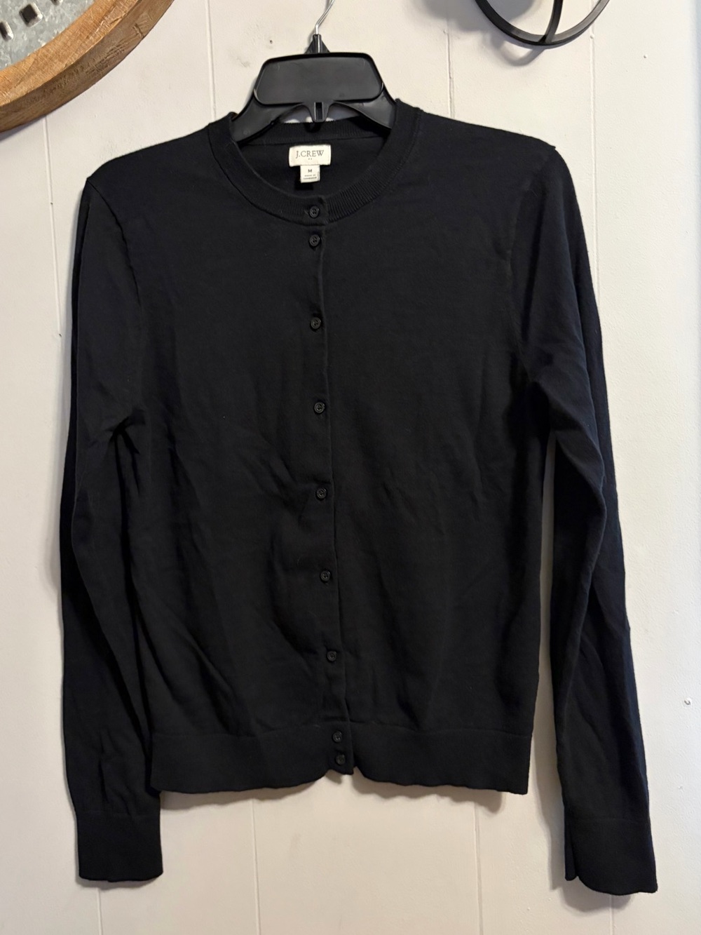 J. Crew Black Button-Front Crewneck Cardigan